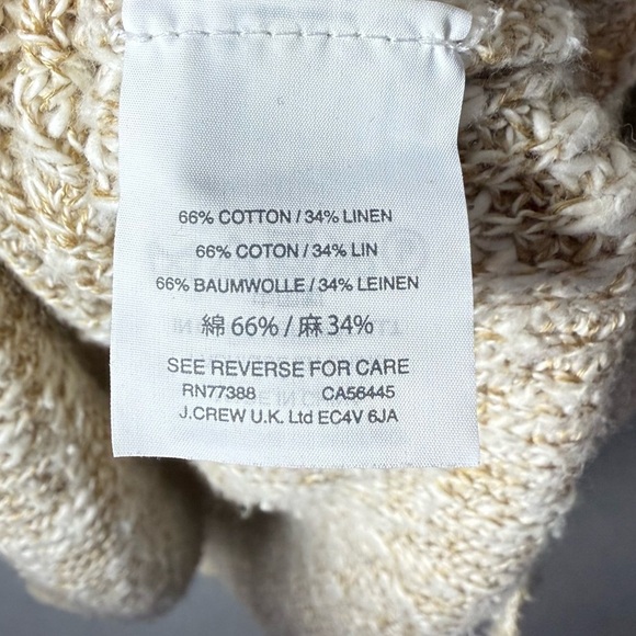 J. Crew Womens Cotton and Linen Blend Beige Lightweight Knit Relaxed Fit Sweater - Picture 5 of 11